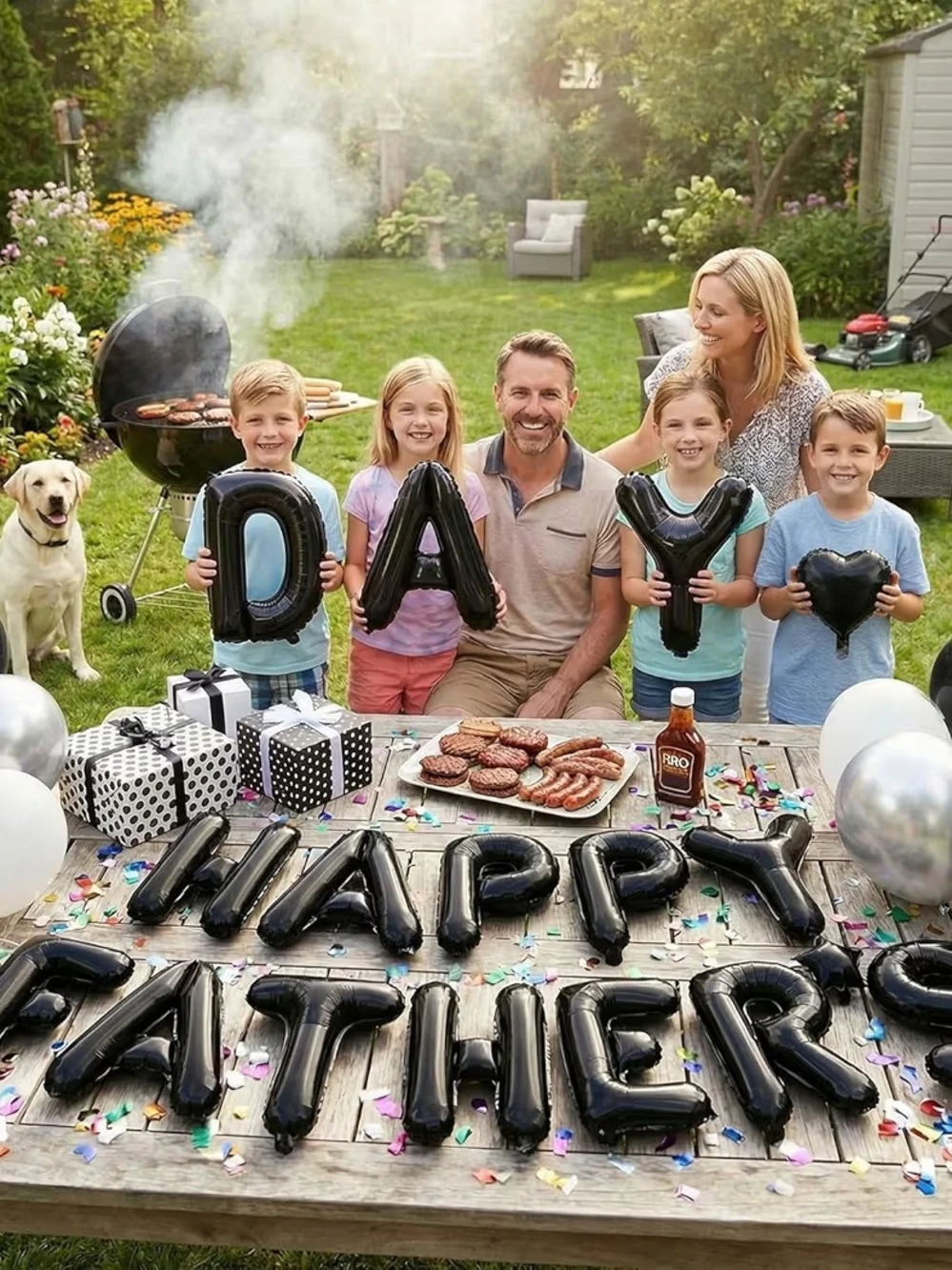Happy Father's Day Black Balloon Letter Banner Decorations